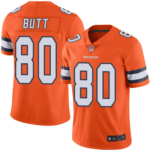 Men Denver Broncos #80 Jake Butt Limited Orange Rush Vapor Untouchable Football NFL Jersey